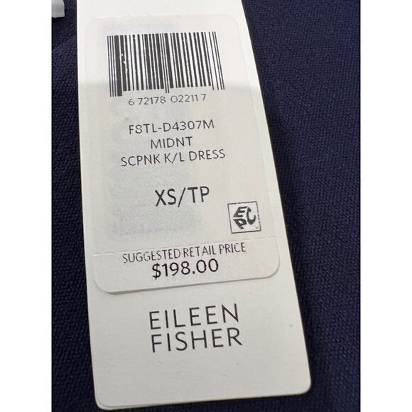 NWT Eileen Fisher Size XS Scoop Neck Knee Length Shift Dress, Blue MSRP$198 - Picture 6 of 10